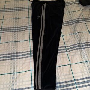 Authentic Velour Sergio Tacchini Black Sweatpants with Athletic Stripes